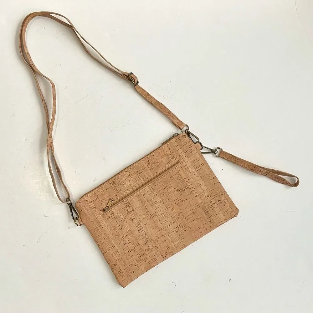 Corkadia Mio Criss-Cross Cork Clutch Eco-Friendly NWOT Diamonds